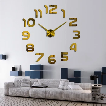 Pardavimas naujas nekilnojamojo kambarį laikrodžiai 3d veidrodis sticke Didelis sieninis laikrodis namų puošybai akrilo 