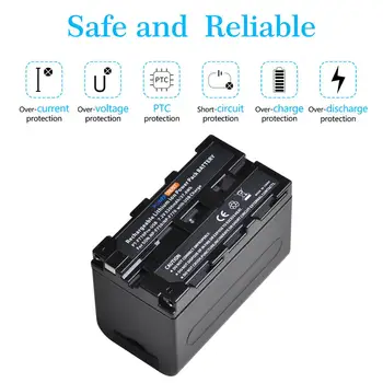 PowerTrust NP-F750 NP-F770 F750 Baterija su 4 LED Lemputė USB Kabelis, skirtas Sony NP F960 F970 NP-F770 F550 CCD-TRV58 TRV110K V1J z1