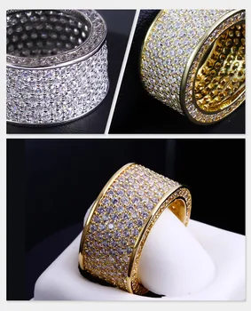 Prabangūs Papuošalai Dalyje 925 Sterlingas Sidabras Brangakmenio Žiedai, Pirštas Šviečia 320pcs Visiškai Imituoti Deimantų Žiedas, skirtas Moterims, VYRAMS