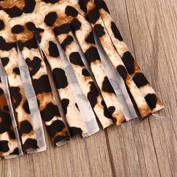 Pudcoco Bamblys Baby Girl Drabužiai, Leopardas spausdinimui Tassle T-Shirt Viršūnes Dryžuotas Šortai, Kelnės 2vnt Komplektus Medvilnės Drabužius Summer Set