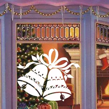 Puikus Kokybės Vinilo Lipdukas Už Lango Sienos Linksmų Kalėdų Jingle Bells Didelės Sienos Meno Decal Kambarį Namų Dekoro ZB101