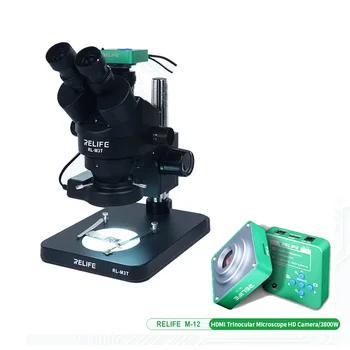 RELIFE Trinokulinis Stereo Mikroskopas 0.7-4.5 X Nuolat Zoom Mikroskopas Su Kamera, Telefono PCB Elektroniniu Prietaisu Remontas LR-M3