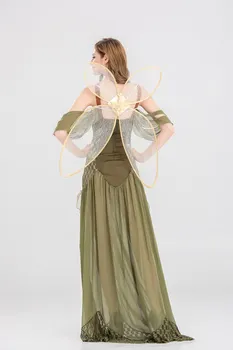 S-XL Suaugusių Moterų Angelas Elf Gėlių Fėja Tinker Bell Kostiumas Helovinas Šalis Pasakos Žalia Miško Cosplay Fantasia Suknelė