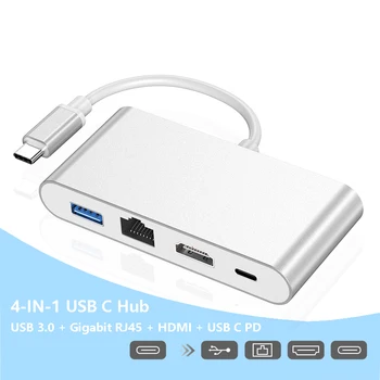 USB Tipo C Hub Adapteris Dock for MacBook Pro Oro Dell, Hp, USB, C, Pereiti prie 4K Rj45 HDMI USB 3.0 USB PD, 