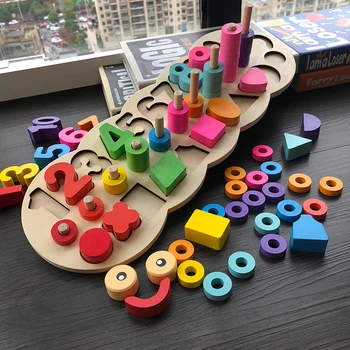 Vaikai Medinis Žaislas Montessori Medžiagų Mokymosi Skaičiuoti Numerių Atitikimo Skaitmeninės Formos Rungtynių Pradžioje Švietimo Mokymo Matematikos Žaislai