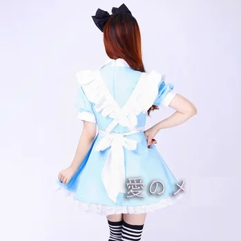 Vaikai Mergaitė Mėlyna Seksualus Alice In Wonderland Kostiumas Suaugusiųjų Plius Dydis Moterų, Vaikų, Merginų Grupė Fancy Dress Moteris Cosplay Lolita Mergelė