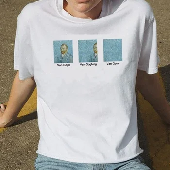 Van Gogh Van Goghing Van Dingo Meme Juokinga, T-Marškinėliai, Unisex Hipsters Mielas Atspausdinta Tee
