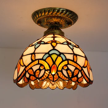 Viduržemio jūros Retro Vintage turkijos Lubų Lempa E27 Lemputės Rankų darbo Spalvinga Mozaika, Stiklo, LED Koridoriaus Balkono Įėjimo Šviesos