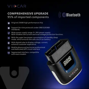 VIECAR VP001 VP002 VP003 VP004 OBD2 ELM 327 PIC18F25K80 Skaitytuvas Automobilių Diagnostikos Įrankis Elm327 V2.2 Bluetooth WiFI Tipas-C Jungtis