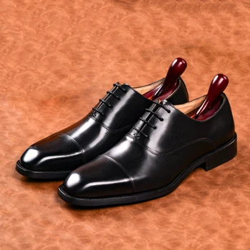 Vyrų odos batus verslo suknelė, kostiumas, batai, vyrams, prekės Bullock natūralios odos juodos spalvos raišteliais vestuvių mens batai Phenkang 2020 m.