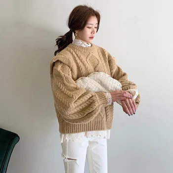 Wavsiyier Jumper Prašmatnus Negabaritinių Megzti Elegantiškas Megztinis Moterims Storas Megztinis Žiemą Prarasti 2020 M. Rudenį Korėjos Kietas Derliaus Mielas