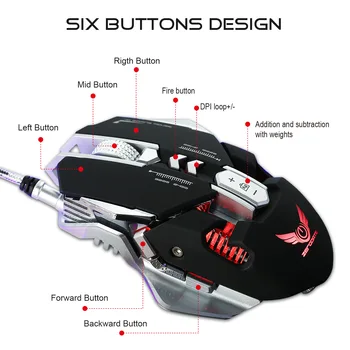 ZERODATE 2019 Profesinės Optinis Laidinis Programuojamas LED Gaming Mouse Kolonėlė 3200 DPI Vabalas Kūrybos 7 3D Mygtuką, Pelės