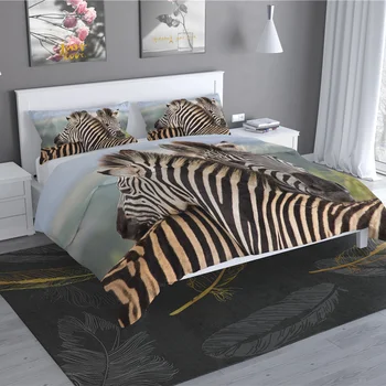 Šiaurės Prabangus Juodas Zebras Modelio Antklode Padengti Su Užvalkalas 3D Gyvūnų Patalynė Viena dvigulė Lova, Drabužių, Patalynės Užsakymą