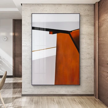 Šiuolaikinio Abstraktaus Orange Geometrinių Spalvų Bloko Tekstūros Drobė Meno Paveikslų Kambarį Plakatus Spausdina Sienos Plakatas Namų Dekoro