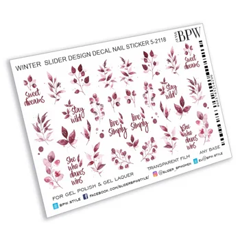Слайдер-дизайн BPW.stilius, Розовые ветви, водные наклейки на ногти, sd5-2118